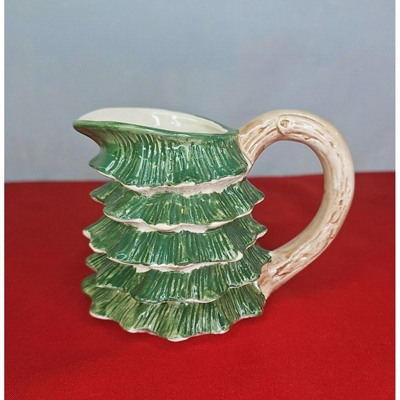 Christmas Pine Tree Creamer Mug Vintage 1989 Green Cup 6 oz Holiday Xmas - Picture 3 of 12